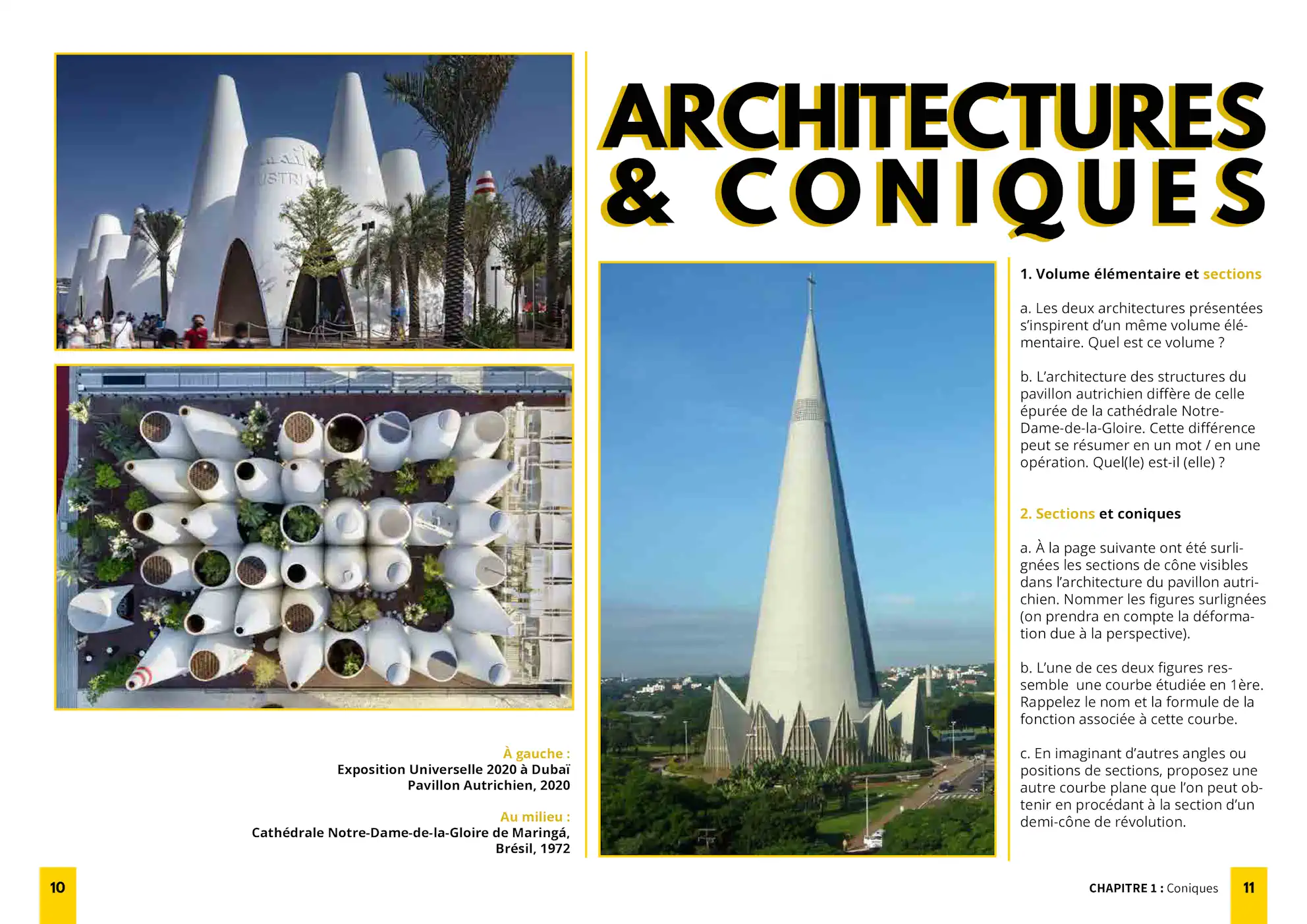 Activité Desgin - Coniques et architecture, extraite du manuel de Mathématiques Terminale STD2A